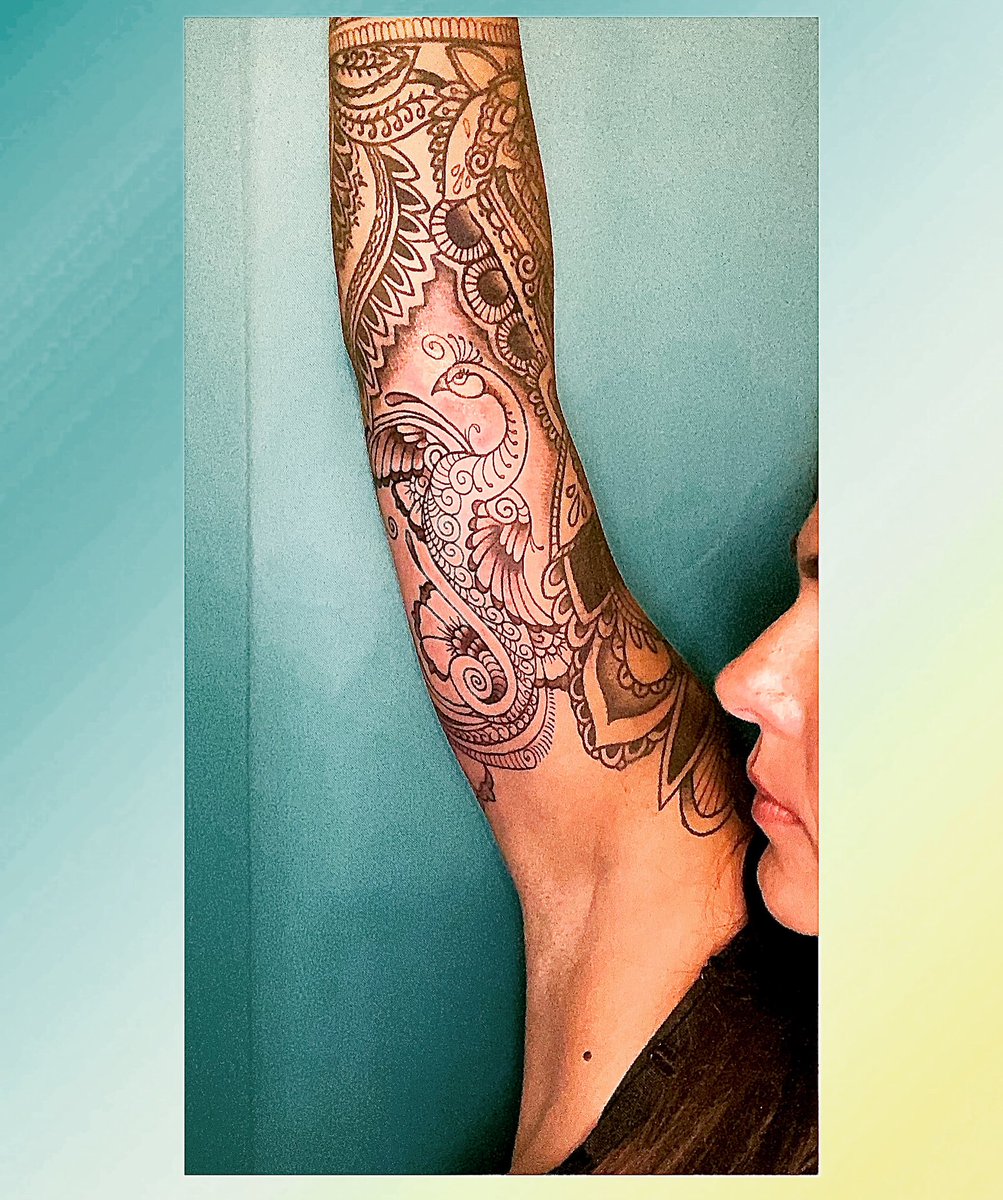 MaryDavos's tweet photo. After 4 hours of getting elbow and inner arm tattooing, while wearing a mask, I can confidently say that you can wear a mask when going to the store to buy your Marlboro Reds and still have zero problem breathing. #WearADamnMask #YouBaby https://t.co/8OC6xSwslb
