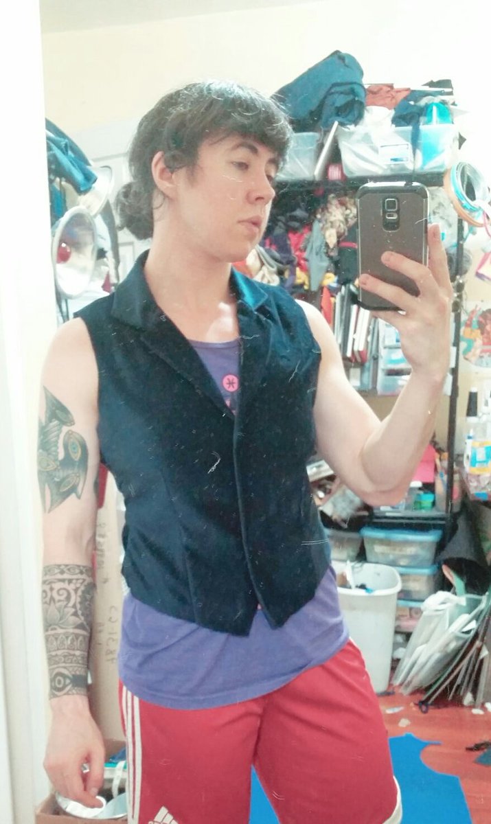 Altered my vest pattern to include a lapel and did a quick mockup to test size/shape--please ignore that I did not put an inch of interfacing in this lol