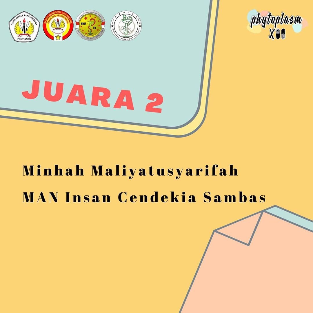 phytoplasmXII's tweet photo. [ P H Y T O P L A S M ]
Hallo !!🙋🏻‍♀️🙋🏼
Ini dia daftar Pemenang Lomba Olimpiade Sains Kesehatan Phytoplasm XII https://t.co/4Ssit3Ks13