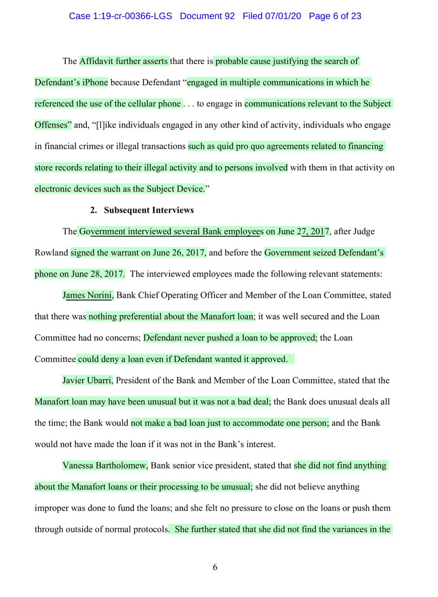 Manafort Trial FSB witnesses given immunity, a massive records adduced.I took so much shit (Feb/March ‘17) re Manafort, Calk, FSB & NBancorp Holdings threadHere the Judge states Calk failed to meet the strict prerequisite criterion for a Franks hearing & S&SW particularized