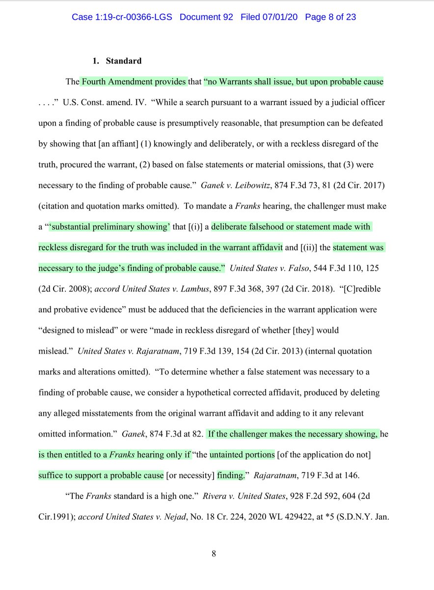 Manafort Trial FSB witnesses given immunity, a massive records adduced.I took so much shit (Feb/March ‘17) re Manafort, Calk, FSB & NBancorp Holdings threadHere the Judge states Calk failed to meet the strict prerequisite criterion for a Franks hearing & S&SW particularized