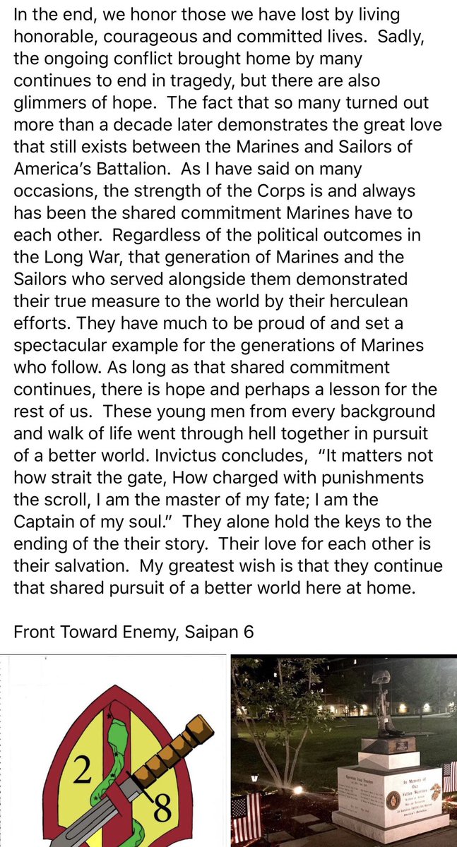 10. Every year since July 2, 2009, Marine Col. Christian Cabaniss, now retired, writes a letter to the Marines of 2nd Battalion, 8th Marine Regiment. Here’s this years letter.