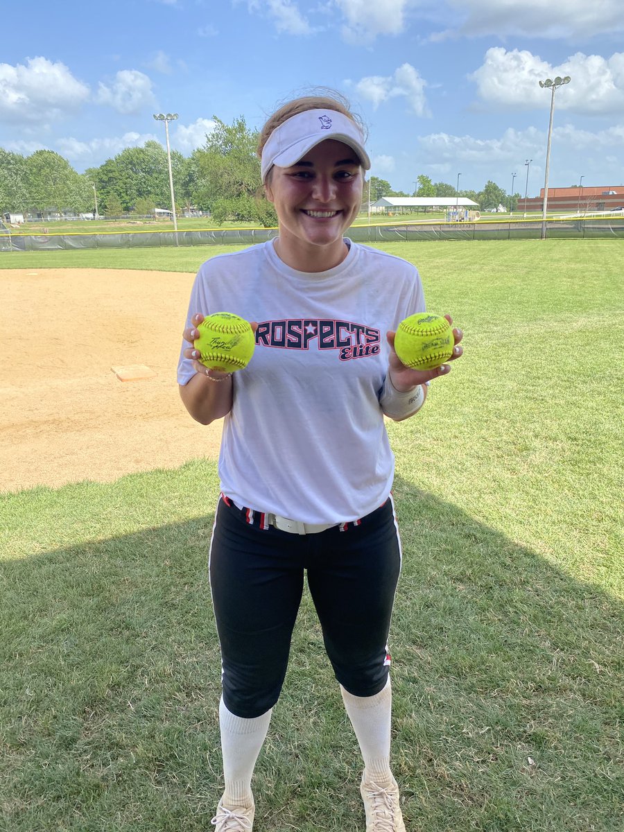 McKendree commit catcher Emily King with her 7th and 8th home run. Helped her team go 14-5-2 averaging one dinger a day! We will miss you in Tulsa next week!