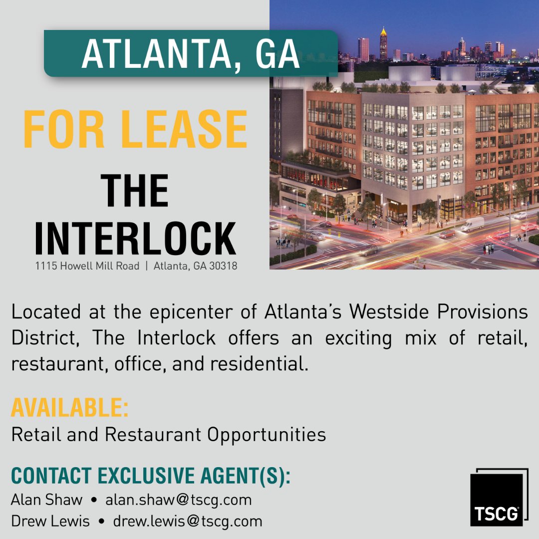 TSCG_'s tweet photo. Check out this great property leased by #TSCG.
https://t.co/Kj8VqItIIe
#retailrealestate #cre #atlanta #leasing #tscgfeaturedproperty #TheInterlock #SpaceForLease #commercialrealestate #retail https://t.co/o8AzLSLyQ7