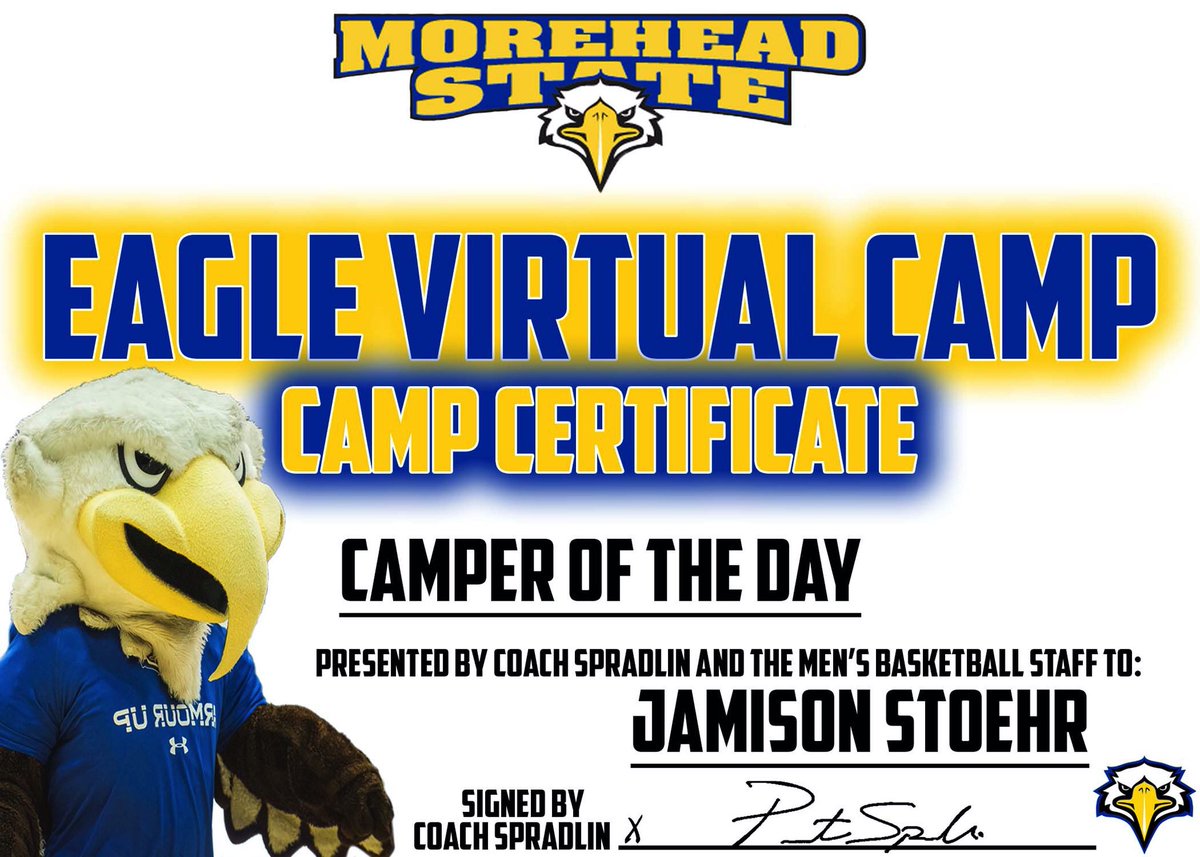 MSUEaglesMBB's tweet image. Day 3 of Eagle Virtual Camp was filled with close competitions! Check out our winners &amp;amp; COTD! 🦅🏀

Rip Thru Challenge: Griffin Harmon
Jab Step Challenge: Rylen McGowan
Stick Back Challenge: Cooper Trauger
Camper of the Day: Jamison Stoehr