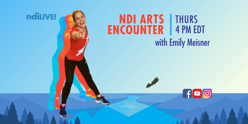 NationalDance's tweet photo. Join us Thursday at 4 PM EDT for NDI Arts Encounter (3K–2nd Grade) with Emily Meisner and NDI Musician Claudia Govantes for movement exploration of creatures that live in and around rivers! Through dance, music, and stories, dancers will soar like an eagle! #ndiLIVE https://t.co/sYQvfKUISa