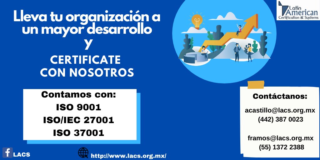 SystemsLatin's tweet image. ¡Certifícate con nosotros! 
Contamos con servicios de:
-Capacitación de personal
-Certificación de empresas en:
&amp;gt;Sistemas de Gestión de Calidad
&amp;gt;Sistemas de Gestión de Seguridad de la Información
&amp;gt;Sistemas de Gestión Antisoborno 
#certificación #ISO9001 #ISO27001 #ISO37001