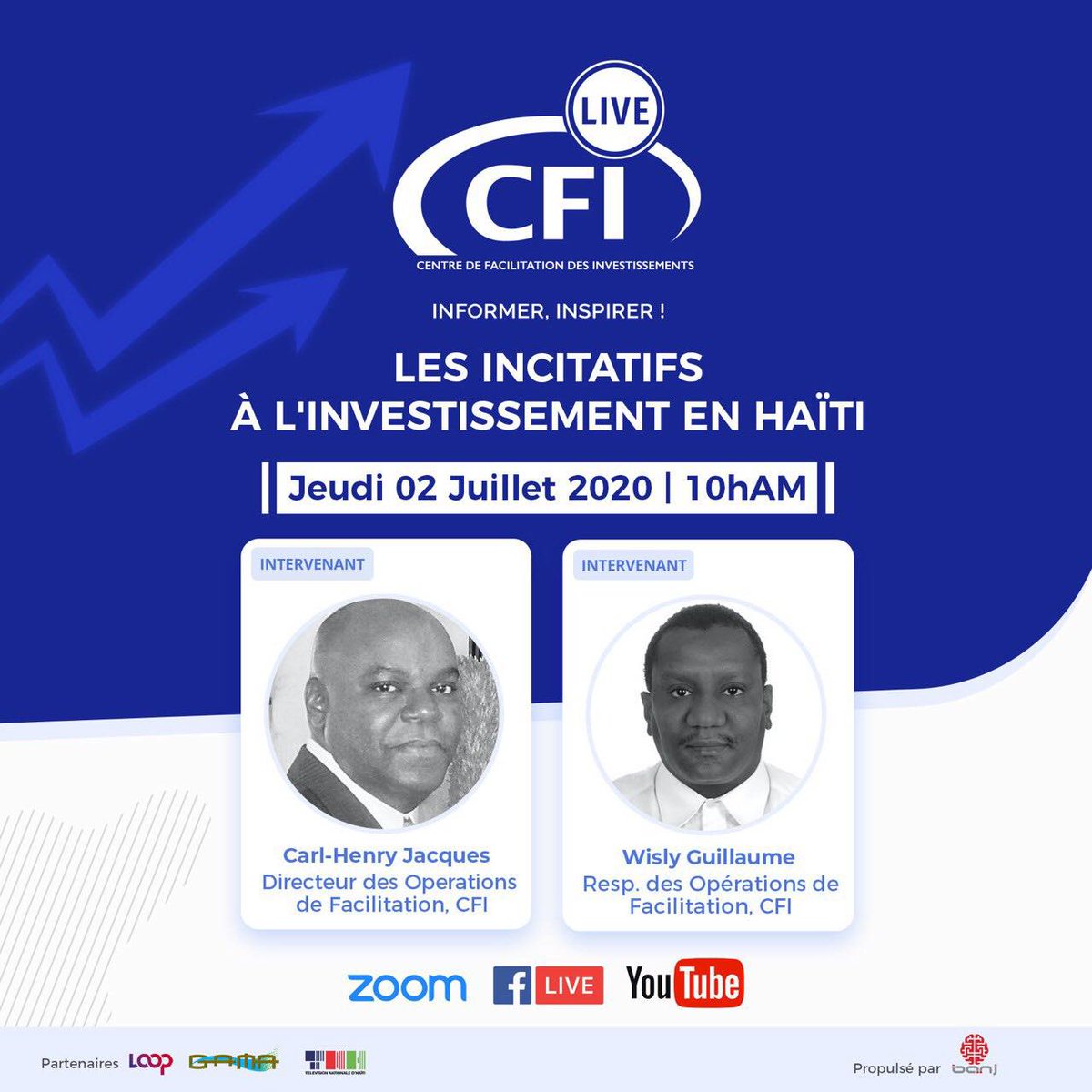 marcalainb's tweet photo. #CFILive de demain: Que sont les incitatifs à l’investissement en Haiti avec Carl Henry et Wesly du @CFIHT. On vous donne rendez-vous à notre prochaine session à 10hAM. Réservez dès maintenant au https://t.co/7LNt0MrtNZ. https://t.co/OG3u9AhZF5