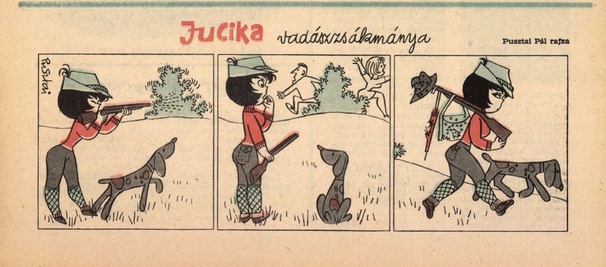 JucikaInOrder's tweet photo. 327. Jucika's Hunting Prey.
Published on Ludas Matyi on the week of September 9th-15th, 1963.
#jucika #jucikainorder #jucikachronological
#LudasMatyi #September #September1963 #Pusztai #PusztaiPál #PálPusztai https://t.co/YpsLmZu7ji