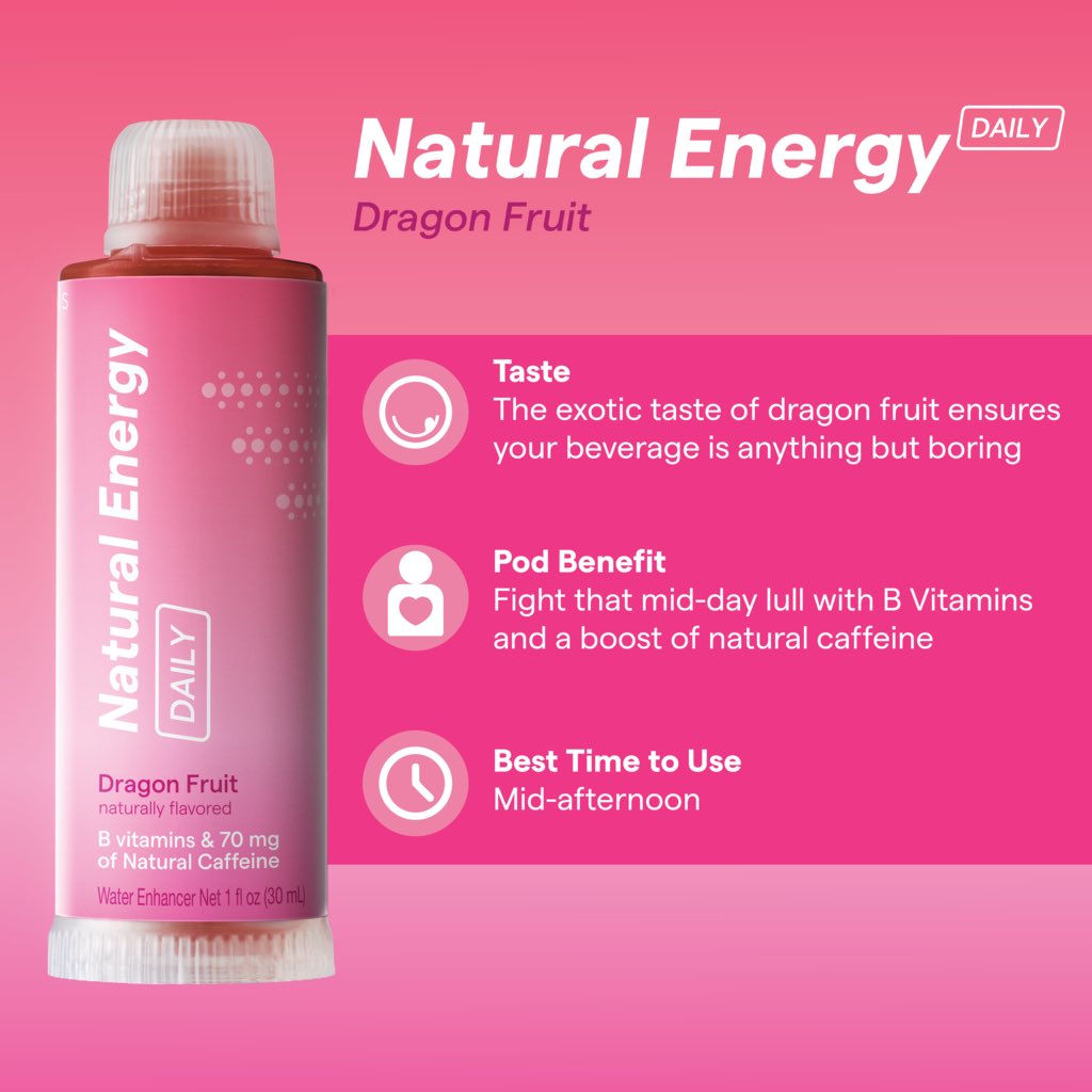 LifeFuels's tweet photo. Put down the coffee and start drinking caffeine the hydrated way with our new Natural Energy Dragon Fruit. Formulated with 70mg of natural caffeine and B vitamins, this Pod will surely keep you awake and give you a high-performance boost when you need it the most! https://t.co/8m9IVU2CBI