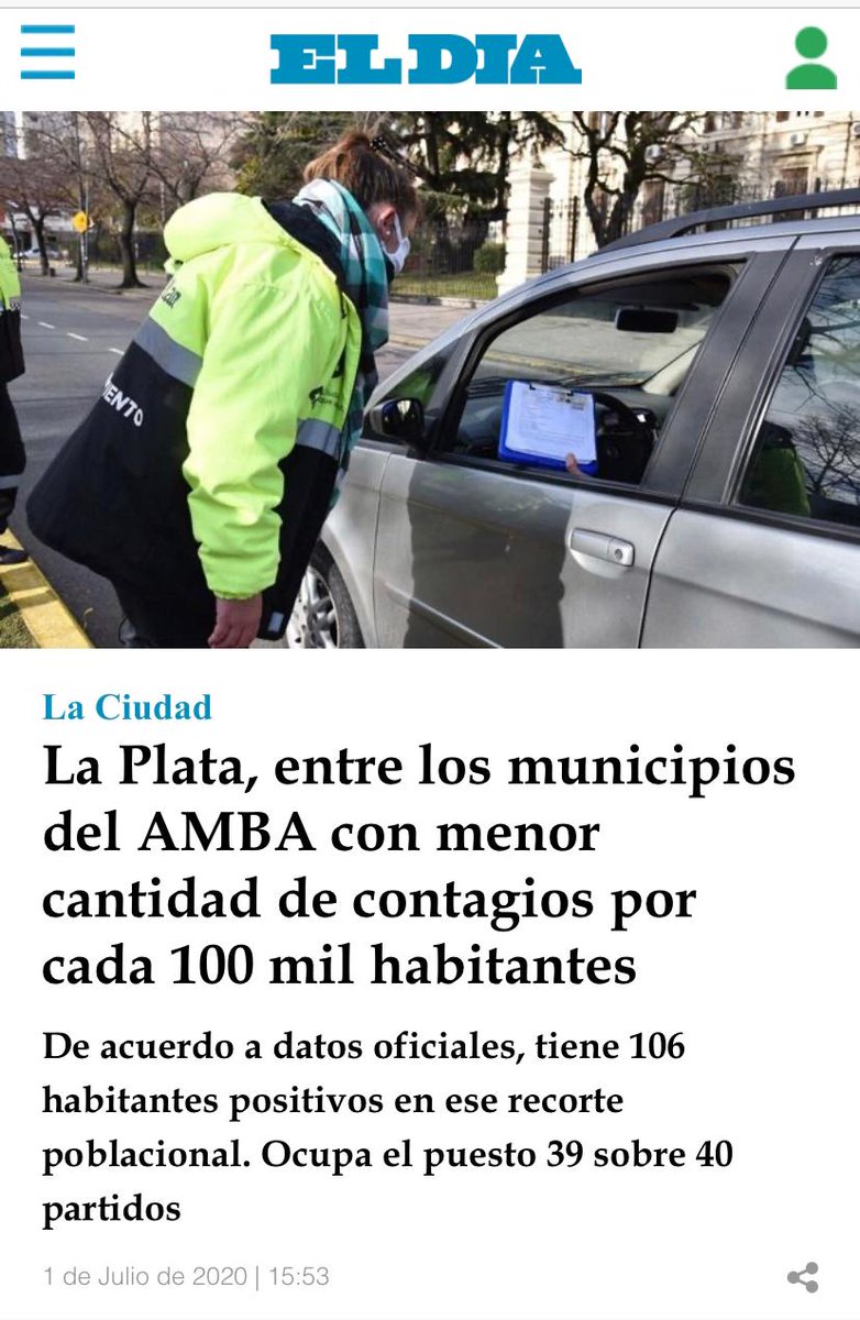 Este es el esfuerzo de todos los vecinos! 👏 A no relajarnos. Los datos reflejan el gran trabajo que estamos haciendo los platenses.

Fuente: <a href="/eldialp/">Diario EL DIA de La Plata</a>