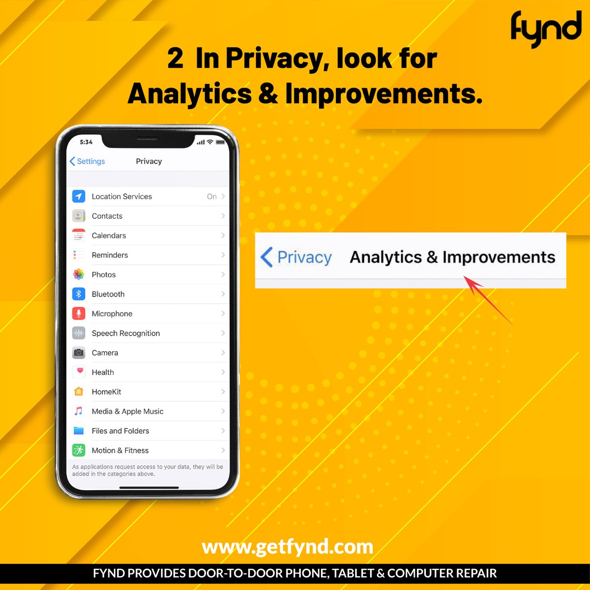 getfynd's tweet photo. Turn off iPhone Analytics to save battery #iphone #iphoneanalytics #privacy #battery https://t.co/8lmUOVcWp3