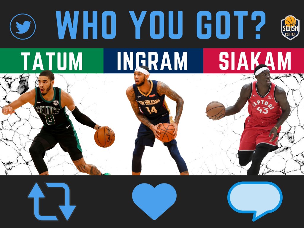 SwishCenter's tweet photo. Pick one #NBA #Celtics #Pelicans #Raptors https://t.co/V6C33prnZN