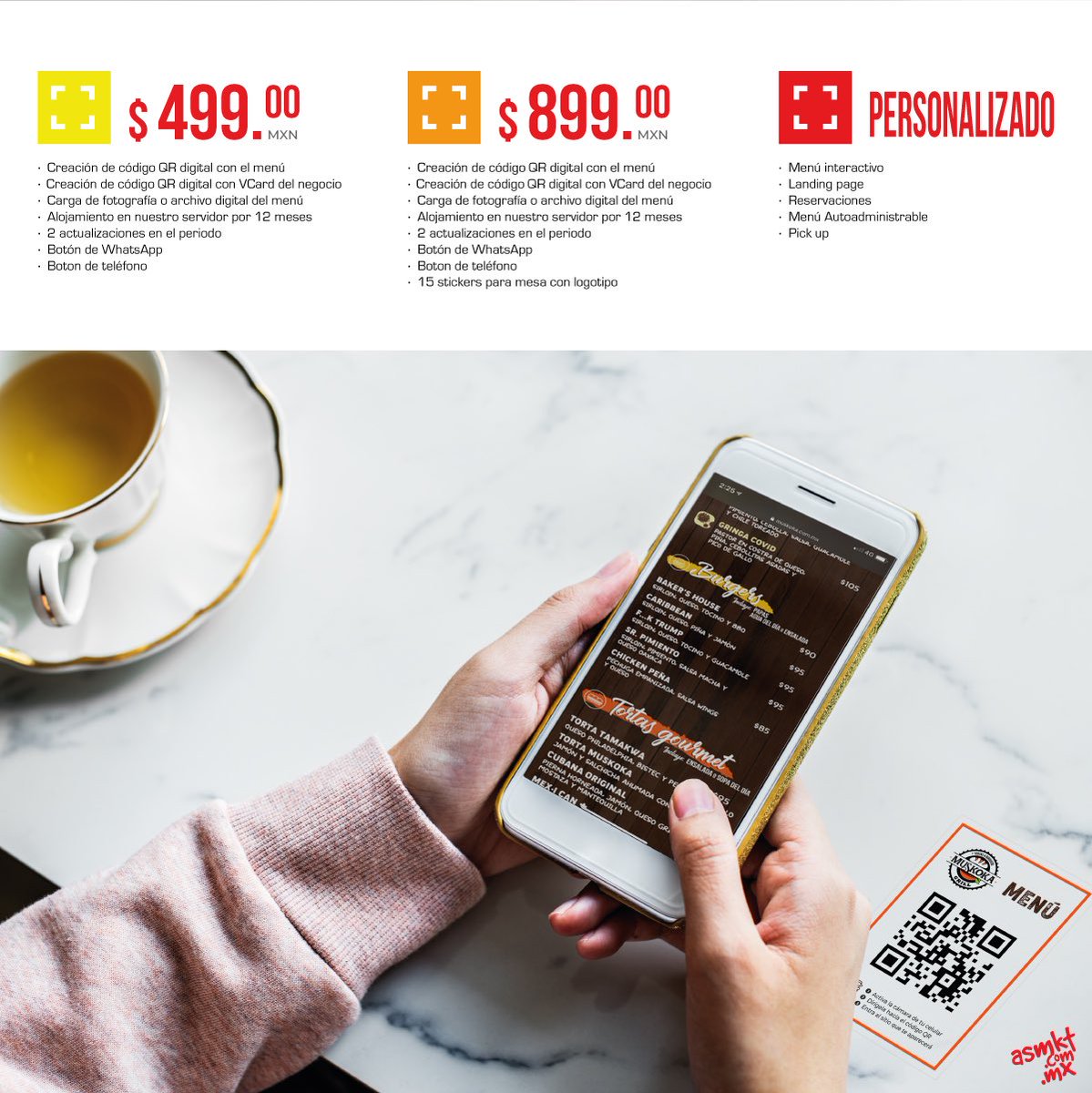 asmkt_mx's tweet photo. En la #CDMX se inicia la apertura de #restaurantes a un 30% de su capacidad, es una buena oportunidad de modernizarse y cuidar a tus comensales.
Aprovecha el descuento del 15% hasta 5 de #julio de 2020 en el paquete que elijas.
#nuevanormalidad #COVID19mx #codigoqr #QR #ASMKT https://t.co/l077cJNVYg
