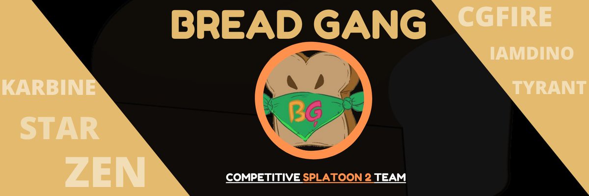 Fr0st7k's tweet photo. Splatoon team banner for @SPLBreadGang https://t.co/P1FFt9t8nZ