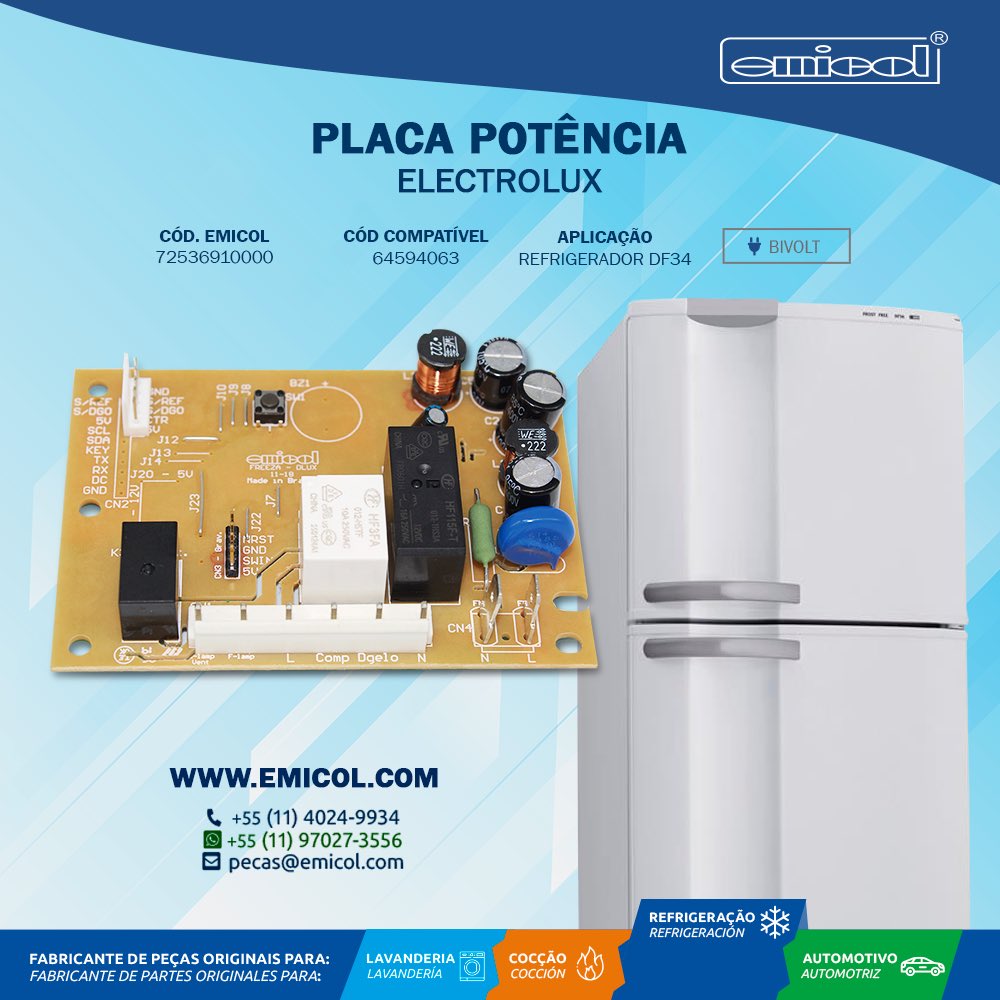 emicolbrasil's tweet photo. Placa de potência compatível com refrigerador Electrolux DF34!
Placa Bivolt!

#emicol
#refrigeração
#electrolux https://t.co/gAyRaA4zMM