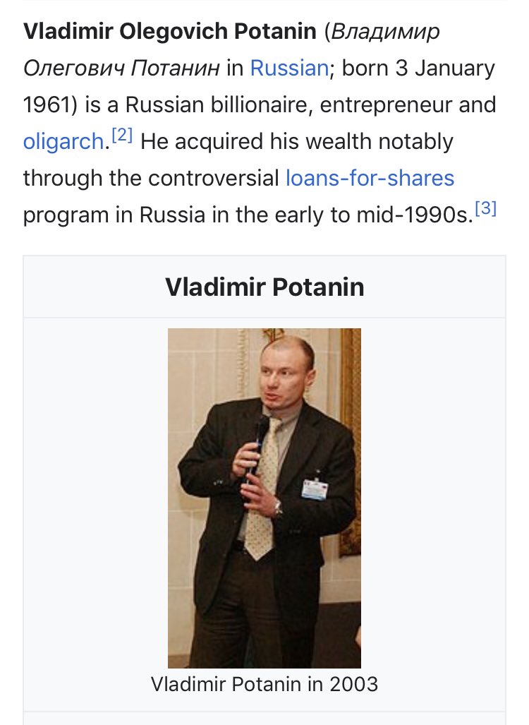10/ VLADIMIR POTANINLARGEST INVESTOR IN RUSSIAN CO THAT HELD VOTER/ELECTION MGMNT DATA IN MARYLANDFirst Deputy Prime Minister of Russia after the USSR fell (under Yeltsin)‘Nuff said