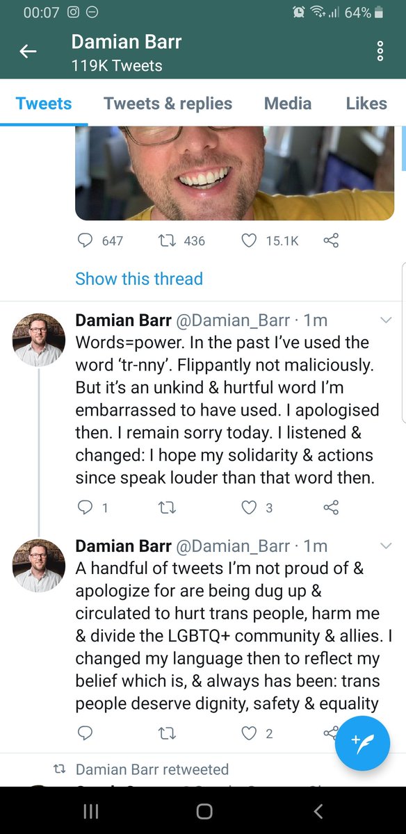  @DouglasKMurray Can you please draw attention to this? Barr is a blue-tick stroking, double-dealing misogynist and has had Baroness Emma Nicholson removed from her post at  @TheBookerPrizes, a prize she helped create. He's now trying to wiggle out of his transphobic early tweets.