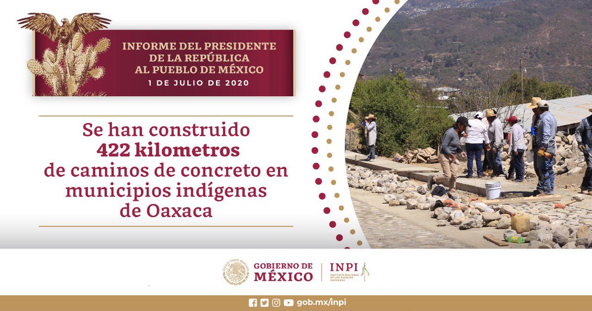 El <a href="/GobiernoMX/">Gobierno de México</a> ha implementado el programa de Pavimentación de #CaminosRurales.

Hoy los recursos son vigilados por contralorías comunitarias conformadas por las asambleas y comités de obra. 

#InformeAlPueblo
#1deJulio