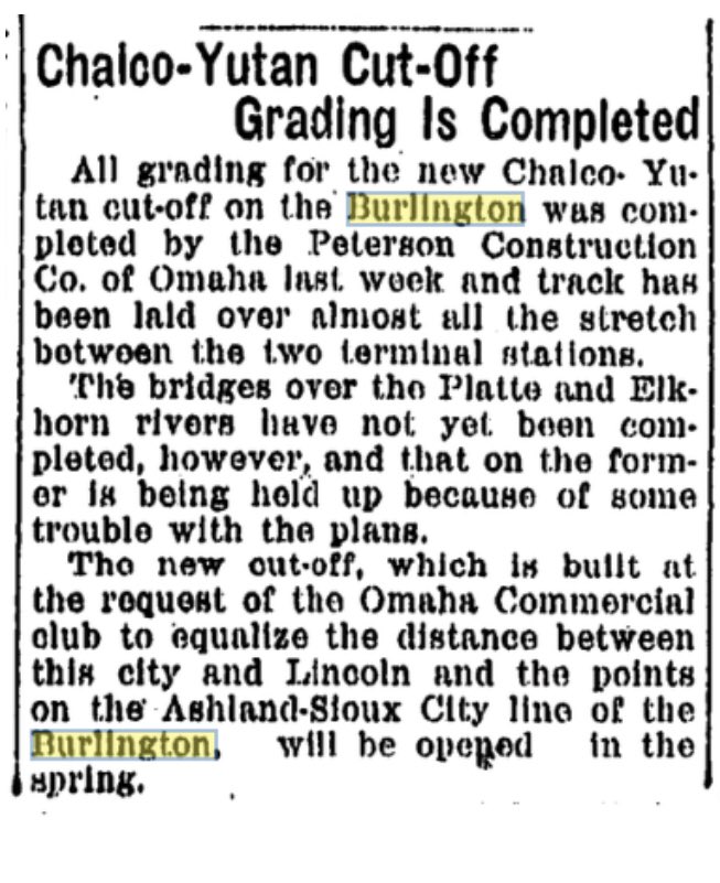 The single track would stretch 12 miles and cross two rivers but revenue in freight would make up for it. Construction began in Feb 1914 and was 1/4 complete before stopping in because of a bad economy. Work resumed in ’16, much of it by shovel.6/