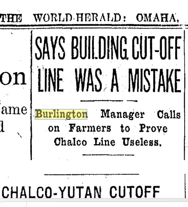 In 1926, the year Nebraska railroad miles peaked at 6,428, the protestors gave up. Burlington Northern began tearing up the 12 miles between Chalco and Yutan, nailing the coffin of a financial catastrophe. “This line never should have been built,” the Burlington GM said.13/