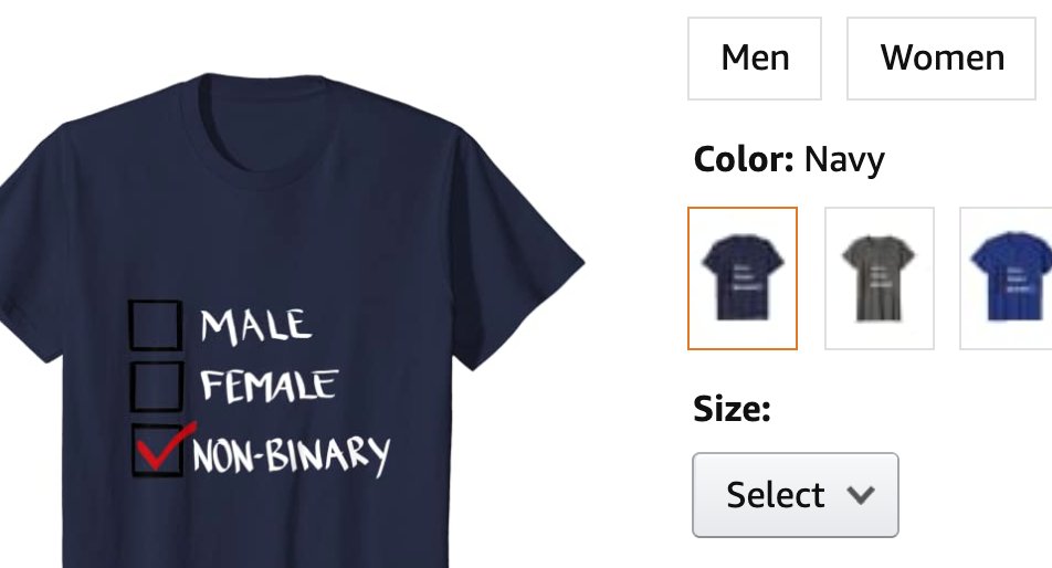 Today in small ironies as my non-binary kid looks for a cool t-shirt.