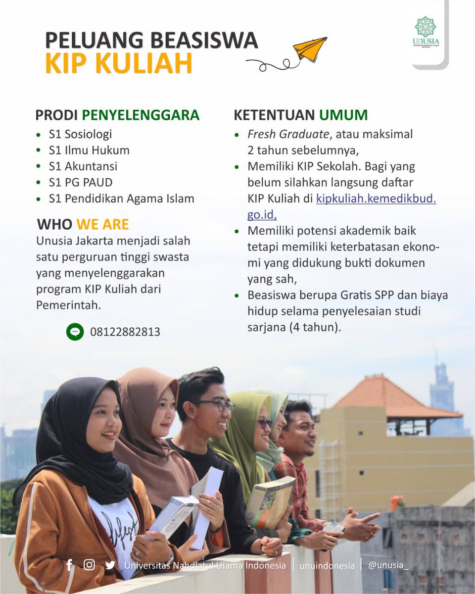 Universitas Nahdlatul Ulama Indonesia memberi kesempatan Putra-putri terbaik bangsa untuk bersama-sama menjemput masa depan yang gilang-gemilang.
