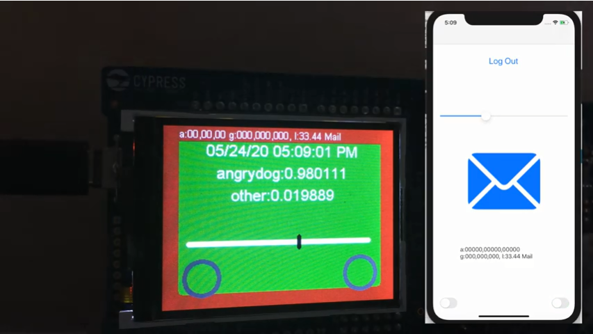 E14Community's tweet photo. Sai trained his @CypressSemi #PSoc6 to understand if a dog is happy or sad using @AWS_Partners AWS neural networks #ConnectedCloud #DesignChallenge https://t.co/RG7xN6AXBn https://t.co/Ks0VhBWVz6