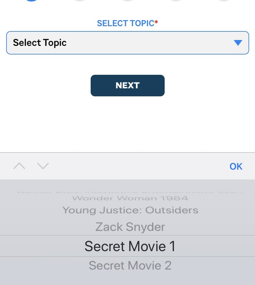 Dois novos tópicos de perguntas para o DC Fandome listados como 'Filme secreto 1' e 'Filme secreto 2'. O que será que vem ai?