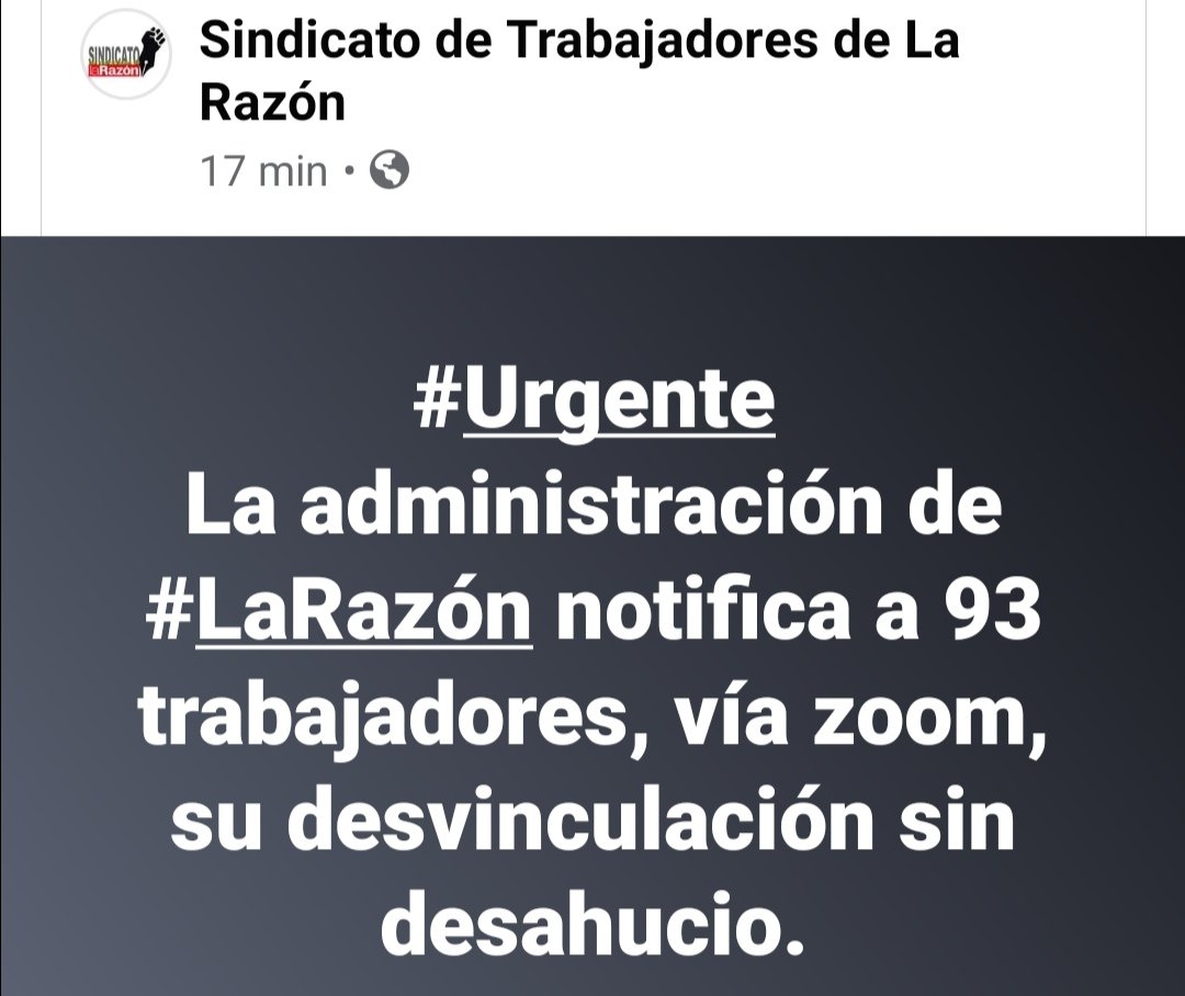 Mi solidaridad con la redacción de La Razón. Lo que hacen sus jefes es repugnante e inhumano.