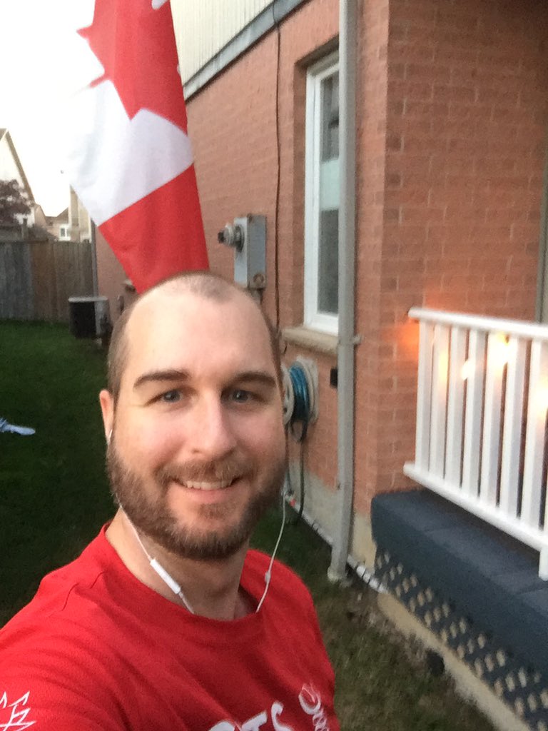 RobTrewartha's tweet photo. Managed to get a #CanadaDay2020 run in just before dark in support of @gutstorun and @getgutsypeel. Still hot as lava out there! #runthiscountry ๐จ๐ฆ https://t.co/RRv52iybX1