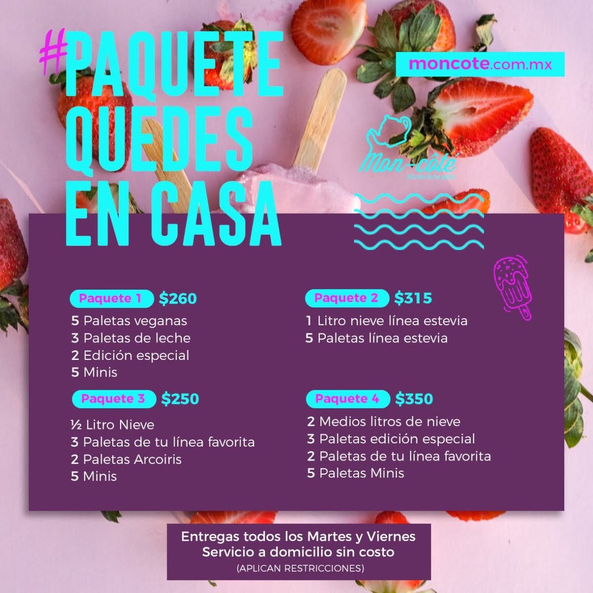 MonCotegdl's tweet photo. @Cuacarraquear2 @Pedrikin Querido Jorge, primero que nada gracias por tenernos en tu top 3.

Por otro lado para que te quites el antojo aquí te dejo los paquetes y sabores para que te las llevemos a casa, hacemos entregas martes y viernes.

Saludos! https://t.co/sgF2jMsrTI