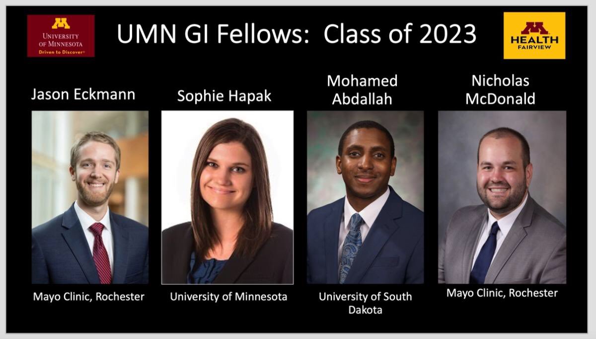 A warm welcome to our incoming fellows: Sophie Hapak, Mohamed Abdallah ⁦@JasonEckmannMD⁩ ⁦@NickMcDonaldMD⁩ ⁦@umnmedresidency⁩ ⁦@SultanShazi⁩