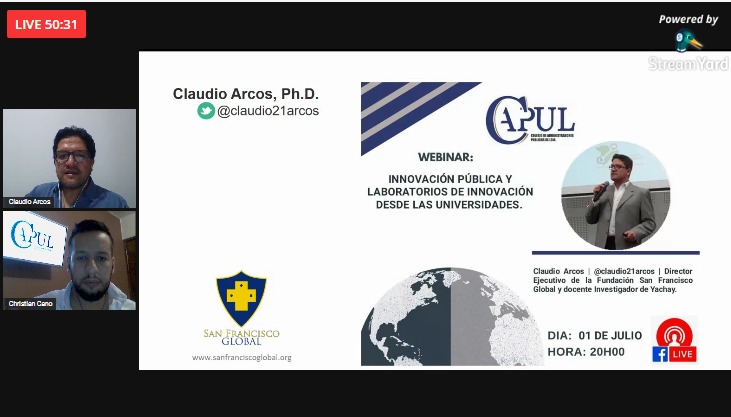 AdmPublicoLoja's tweet photo. Excelente desarrollo del Webinar: Innovación Pública y Laboratorios de Innovación desde las Universidades por parte de @claudio21arcos
#Capul #InnovaciónPública #GobiernoAbierto #GobiernoElectronico https://t.co/J2SWtyaYh0