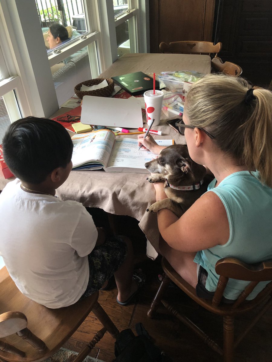 lsmithclass's tweet image. Buddy thinks he can teach now after working with me all these months! He’s helping me give a former student some extra help this summer. @HumbleISD_TE