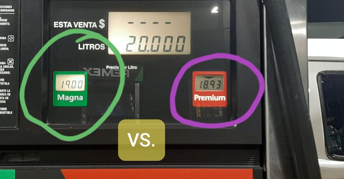 Primera vez en la vida que me toca  que la #GasolinaPremium es más barata que la #GasolinaMagna 😲😲😲