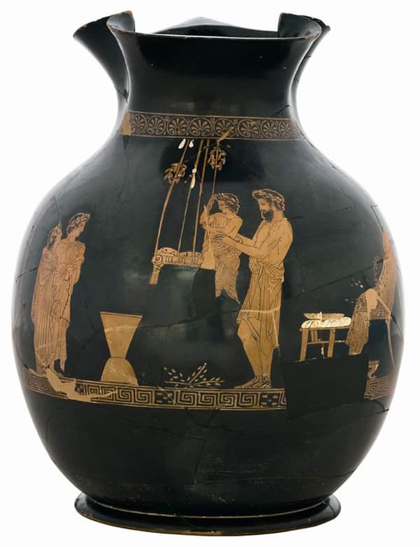 Asian museum vases black matt bird design historic primitive