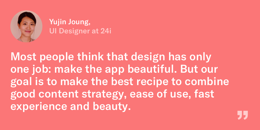 24i_Media's tweet image. UI/UX - The Best Kept Secret To Reducing Churn. Find out what Yujin Joung, UI Designer @24i_Media has to say in her interview with Peggy Dau of MAD Perspectives for #IWD2020 #streamingvideo #videoexperience #UX #videoapps hubs.ly/H0s4Sqk0