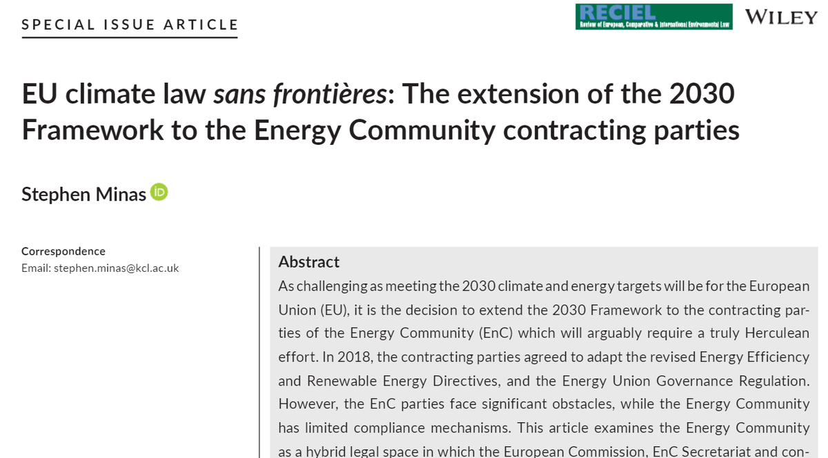 RECIELjournal's tweet photo. In a new RECIEL Early View & #OpenAccess article, @StephenMinas analyses the #EnergyCommunity as a hybrid legal order, pointing to the challenges it faces in implementing the EU's #2030Framework for #climate & #energy https://t.co/yqbsP1ijmU @govtran @Cladupont @KatiKulovesi https://t.co/bgaw3A6re2