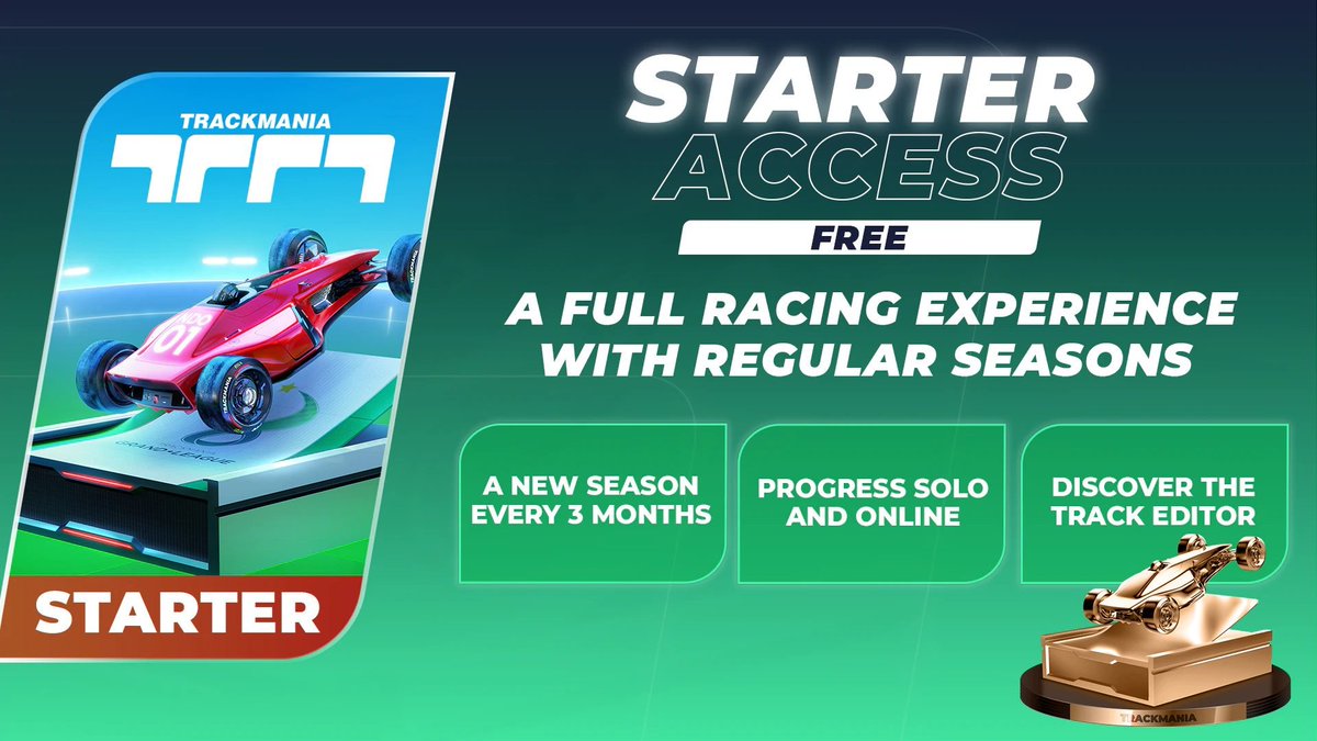 gamerheadcz's tweet photo. Nová Trackmania (remake Trackmania Nations)
Starter Pack ZDARMA na Epicu a Ubisoft Store! 🎮

Epic Store:
https://t.co/8XBeRUIDnb

Ubisoft Store:
https://t.co/HLEmTcjT9s https://t.co/inpUjXXisp