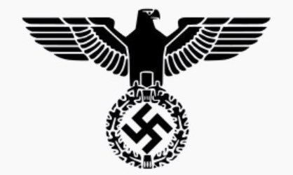 mshalk's tweet image. Donald Trump’s new ‘America First’ logo (left) and the Nazi Parteiadler (right). 

#TrumpMustGo