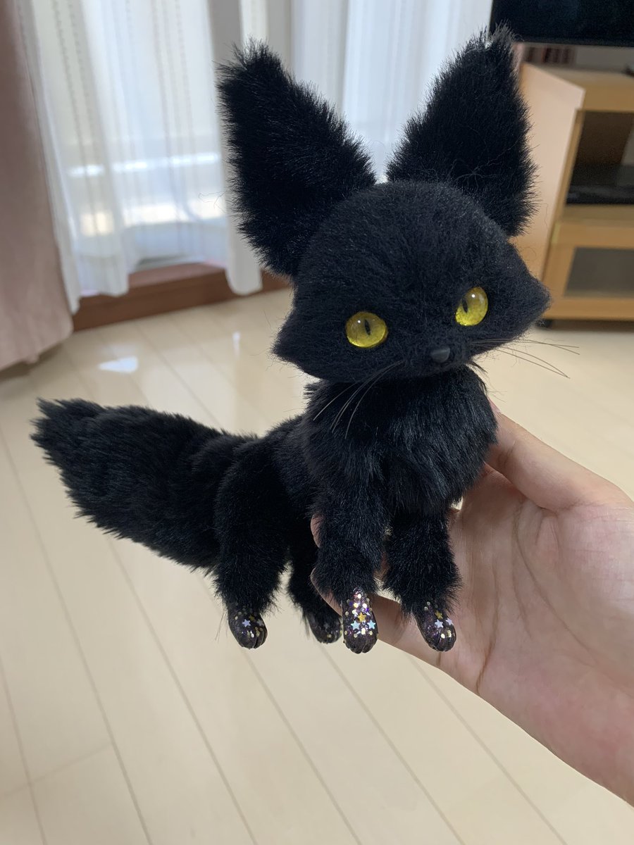 A猫 お目々キュルキュルな黒猫アートドール【ハンドメイド 猫 羊毛