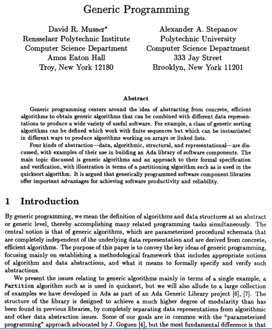 StrikrIO's tweet image. 32 years ago on 4th july 1988, International Symposium on Symbolic and Algebraic computation was held at Rome (Italy), where David Musser, Alexander Stepanov presented their paper on 'Generic Programming'.
#genericprogramming #generics #templates #cplusplus #java #strikr