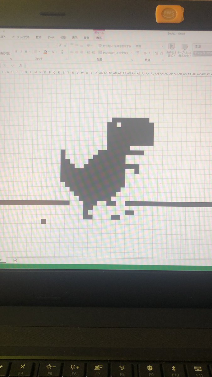 U_Sukee's tweet image. エクセルで、googleの恐竜作ってみた

#google #dino #googledino