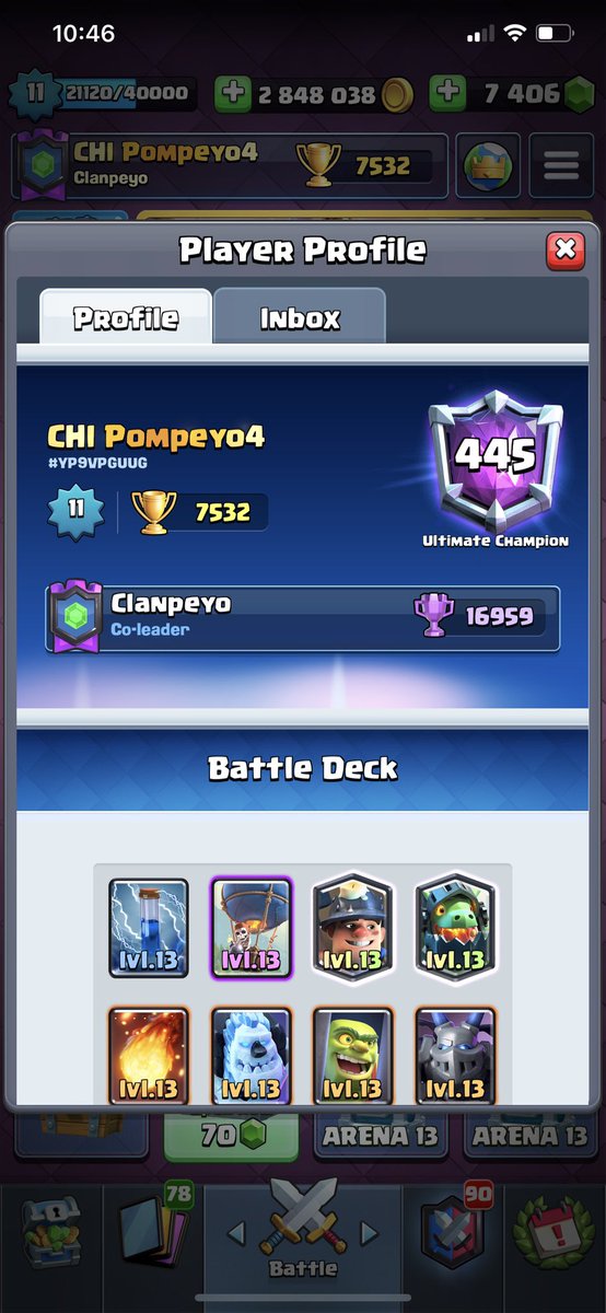 Lvl 9: 6310
Lvl 10: 7022
Lvl 11: 7532 (aún no es final)

El récord de nivel 12 es 8k (<a href="/bag_clashroyale/">bag</a>), llegar esta temporada será MUY difícil pero lo intentaré. Subiré de nivel el último día de temporada, aún quiero extender el récord de nivel 11 a 7700 o más.