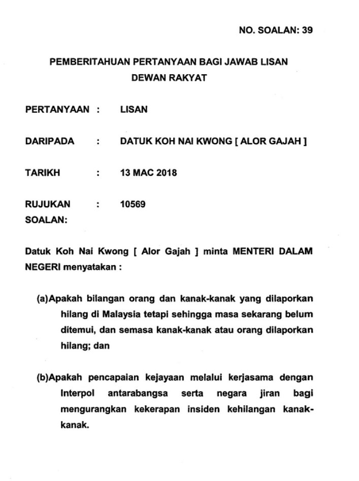 Sinar Project On Twitter How Often Are Malaysian Children Reported Missing What Is The Government Doing About It Search And Browse Through Thousands Of Questions And Answers In Parliament From Your Wakilrakyat