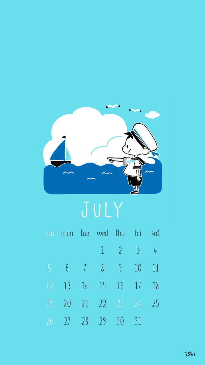 7月の壁紙カレンダーができあがりました 今月は爽やかなマリンスタイルになりまし いしかわひろこ 10 26エレガンスイブにて連載開始のイラスト