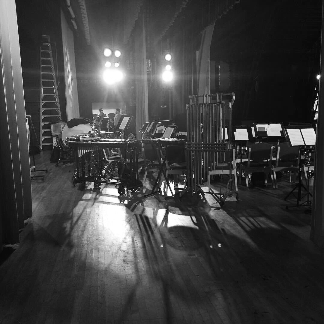 Backstage at the Hoover Auditorium in Lakeside, Ohio, in 2015. Can’t wait to get back to making music! 🎶 #centralohiobrassband #lakesideohio #brassband #backstage