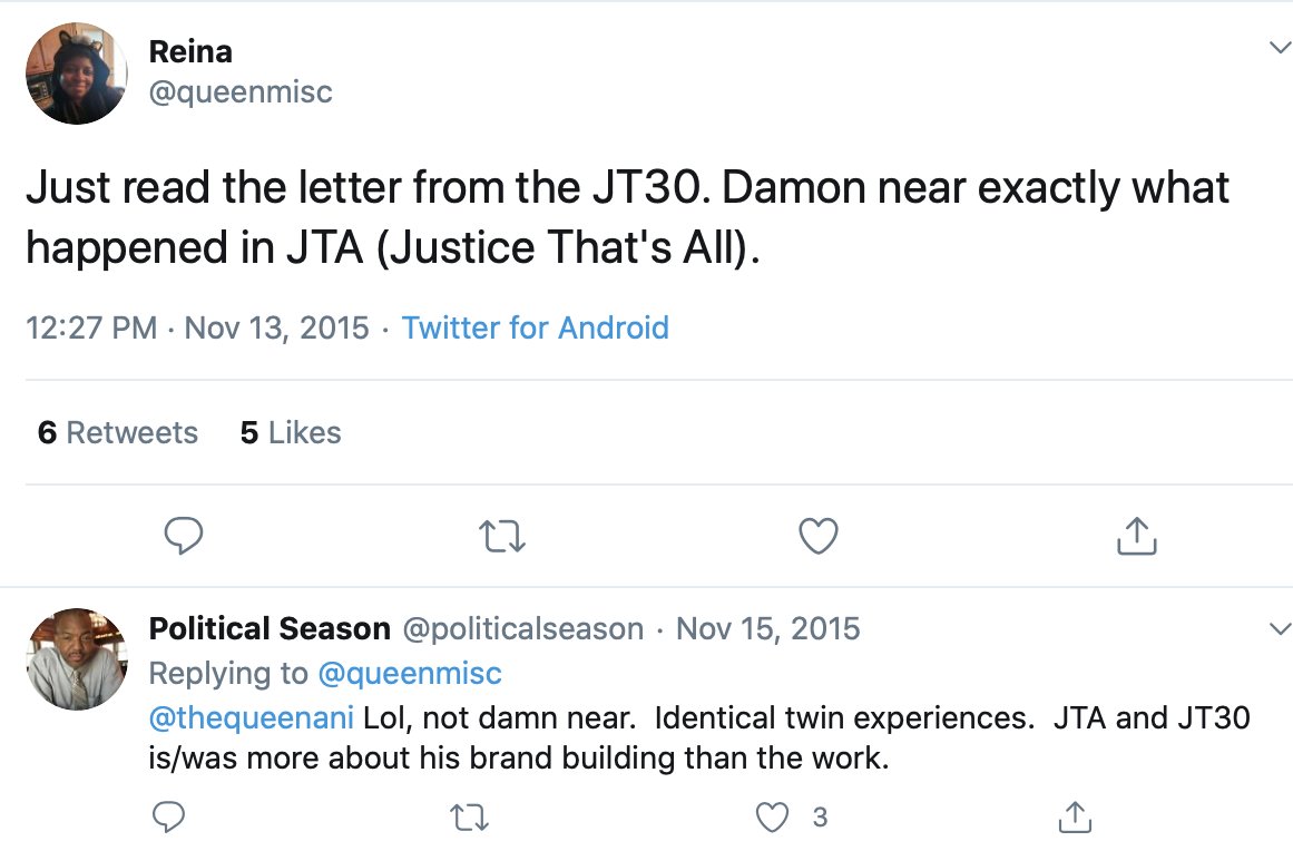 Wait, I almost forgot. BEFORE he launched  #JusticeTogether, he launched  #JusticeThatsAll in 2014. SAME PATTERN he repeated in 15, but the fallout was quieter. People connected the dots in late 15. This is why he promised to stop launching sh*t.