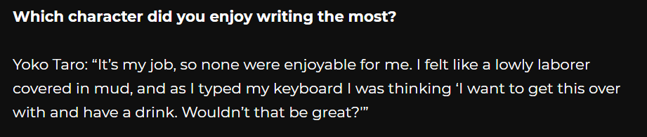 SuperFoxcade's tweet image. I want to be Yoko Taro when I grow up